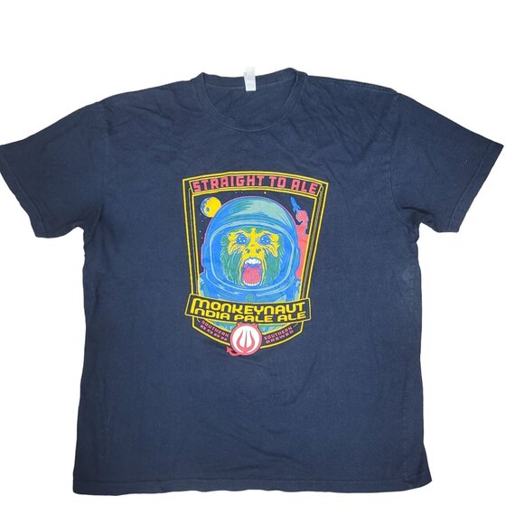 Straight To Ale Monkeynaut IPA Graphic Tee Level Apparel Navy Blue Cotton tee m - Picture 1 of 4